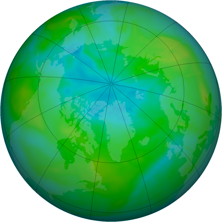 Arctic ozone map for 11 August 2009